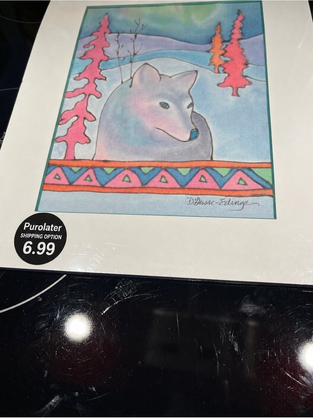 ❤️3 for 30 Silk print of wolf. By Darcy Edinga of Red Deer. NWT